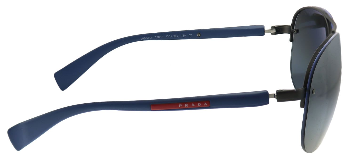 Prada Linea Rossa PS 56MS DG12F2 Aviator Metal Ruthenium/ Gunmetal Sunglasses with Silver Mirror Polarized Lens sold by Gaffos product image thumbnail 3