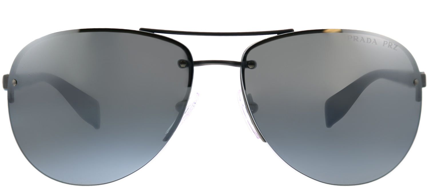 Prada Linea Rossa PS 56MS DG12F2 Aviator Metal Ruthenium/ Gunmetal Sunglasses with Silver Mirror Polarized Lens sold by Gaffos