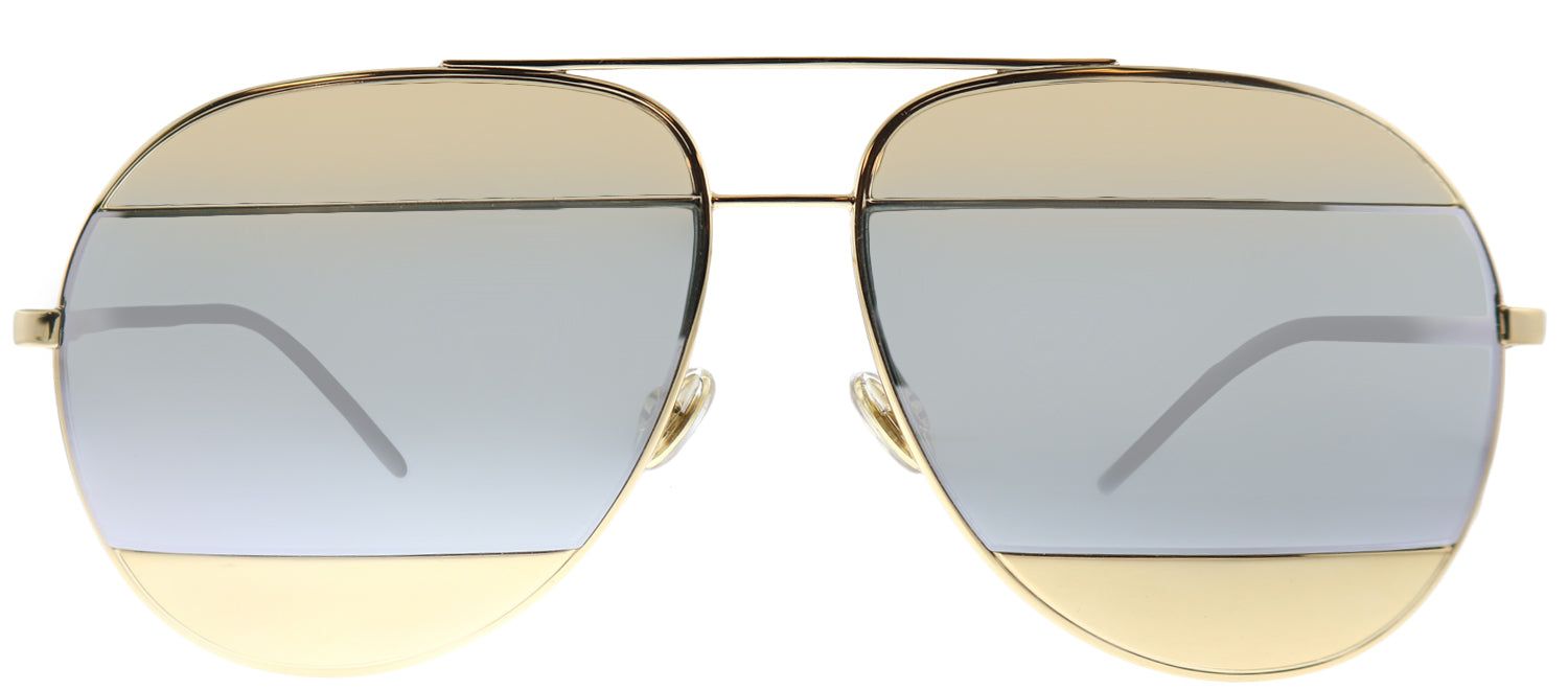 Dior Split1 000 DC Aviator Metal Gold Sunglasses with Silver Mirror Lens sold by Gaffos