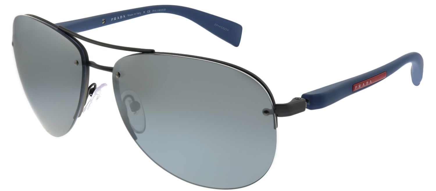 Prada Linea Rossa PS 56MS DG12F2 Aviator Metal Ruthenium/ Gunmetal Sunglasses with Silver Mirror Polarized Lens sold by Gaffos product image thumbnail 2
