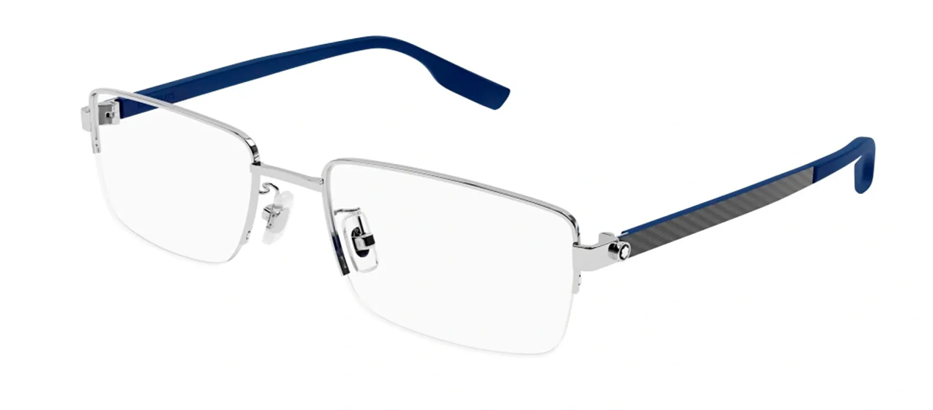 Montblanc MB 0188O 2 Rectangle Metal Silver Eyeglasses with Logo Stamped Demo Lenses sold by Gaffos