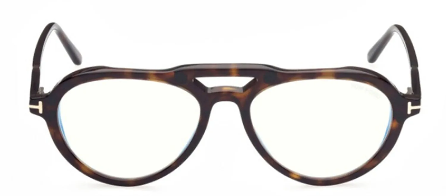 Tom Ford FT 5760-B 052 Aviator Plastic Havana Eyeglasses with Clear Lens sold by Gaffos
