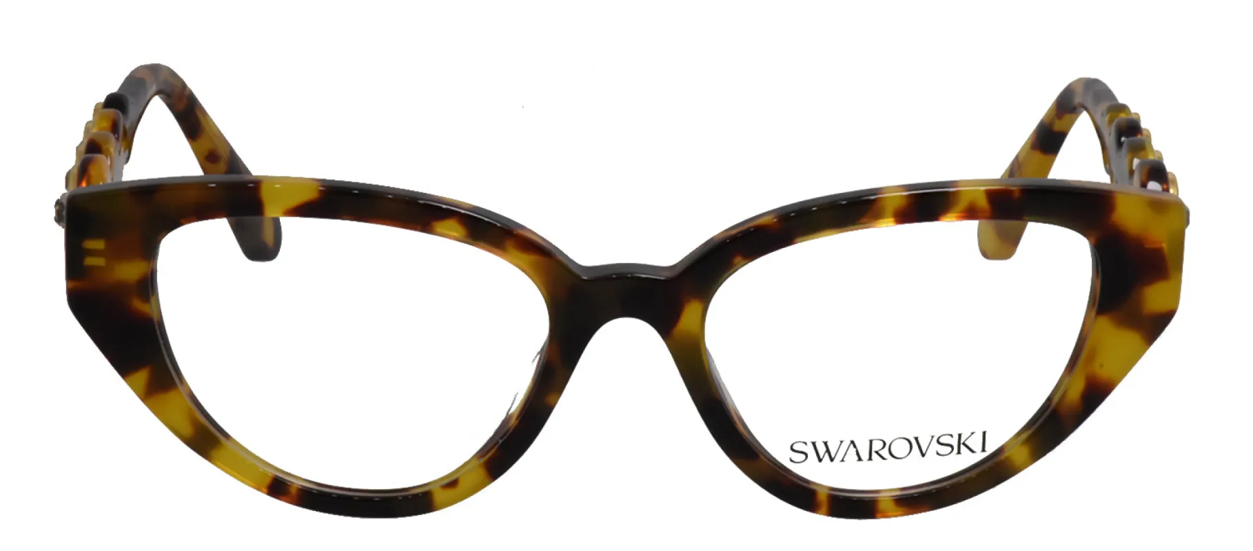 Swarovski SK 2024 1040 Irregular Plastic Havana Eyeglasses with Logo Stamped Demo Lenses sold by Gaffos