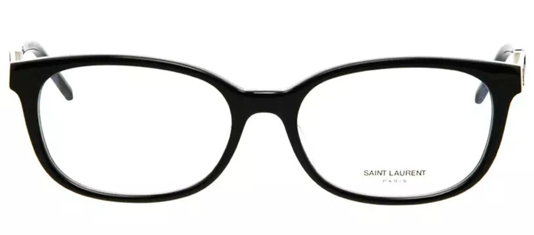 Saint Laurent SL M74/F 001 Rectangle Acetate Black/Silver Eyeglasses with Logo Stamped Demo Lenses sold by Gaffos