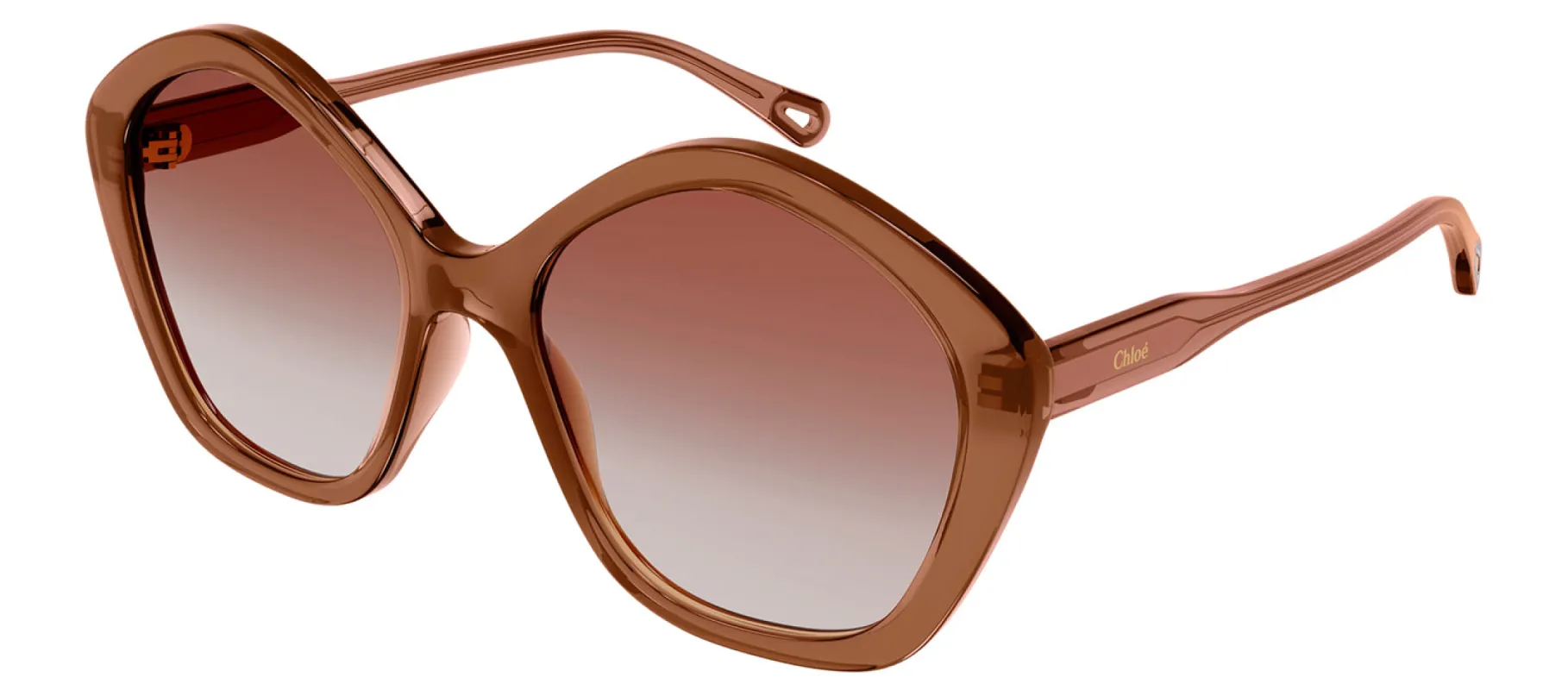 Chloe CH 0082S 002 Geometric Plastic Brown Sunglasses with Orange Gradient Lens sold by Gaffos