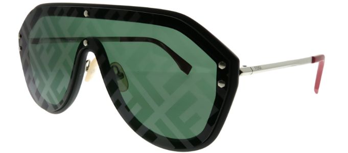 Fendi Men FF M0039/G 807 XR Shield Plastic Black Sunglasses with Green Fendi Print Lens sold by Gaffos