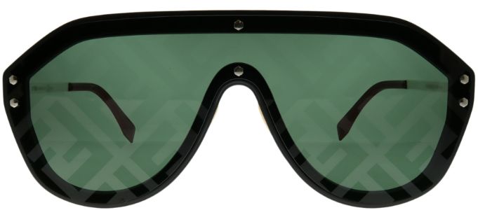Fendi Men FF M0039/G 807 XR Shield Plastic Black Sunglasses with Green Fendi Print Lens sold by Gaffos