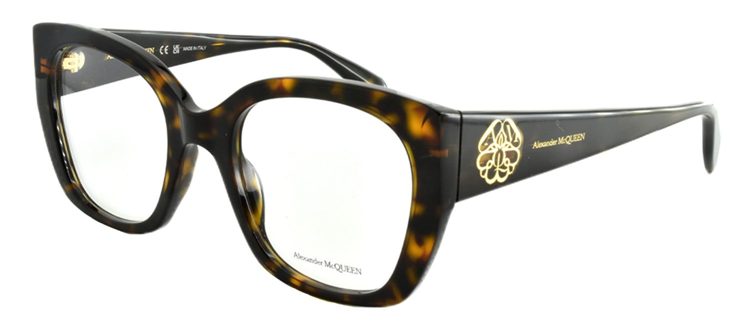 Alexander McQueen AM 0379O 002 Butterfly Plastic Havana Eyeglasses with Logo Stamped Demo Lenses sold by Gaffos product image thumbnail 2