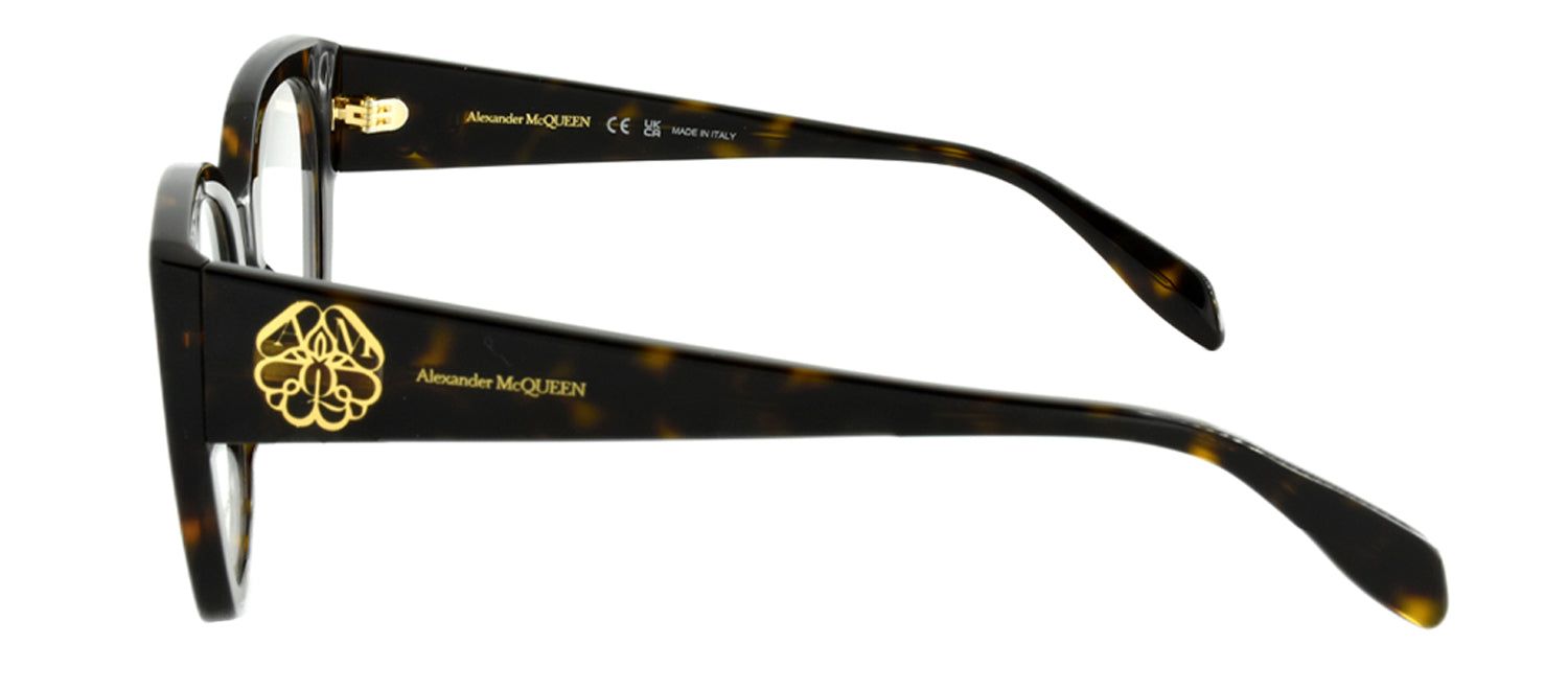Alexander McQueen AM 0379O 002 Butterfly Plastic Havana Eyeglasses with Logo Stamped Demo Lenses sold by Gaffos product image thumbnail 3