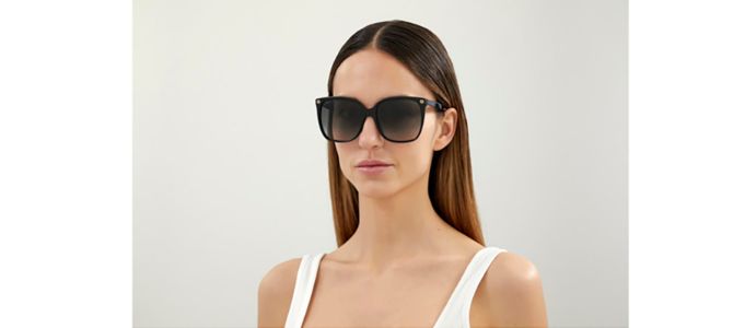 Gucci GG 0022S 001 Square Acetate Black Sunglasses with Grey Gradient Lens sold by Gaffos