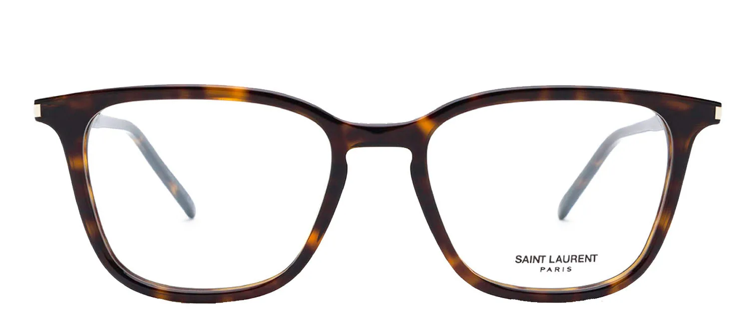 Saint Laurent SL 479O 2 Square Plastic Havana Eyeglasses with Logo Stamped Demo Lenses sold by Gaffos