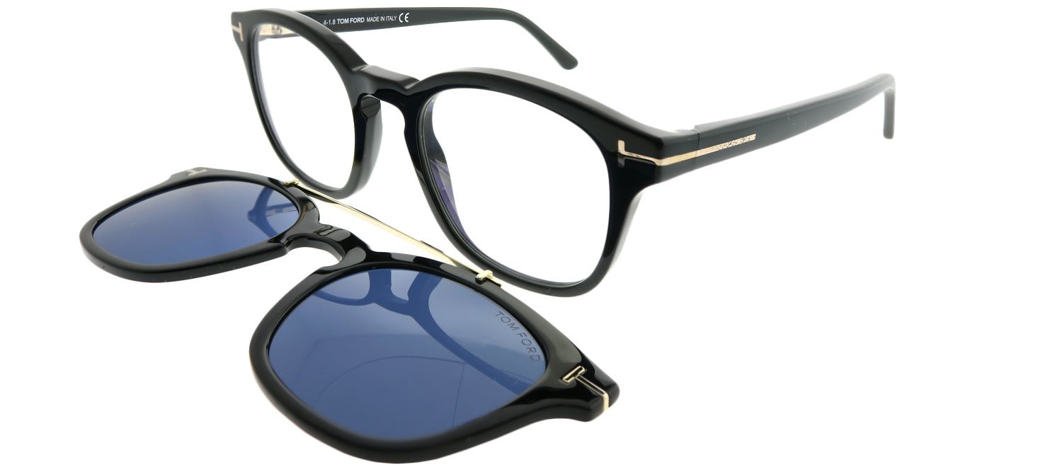 Tom Ford FT 5532B/V 01V Rectangle Plastic Black Sunglasses with Blue Block Clear With Blue Clip on Lens sold by Gaffos product image thumbnail 4
