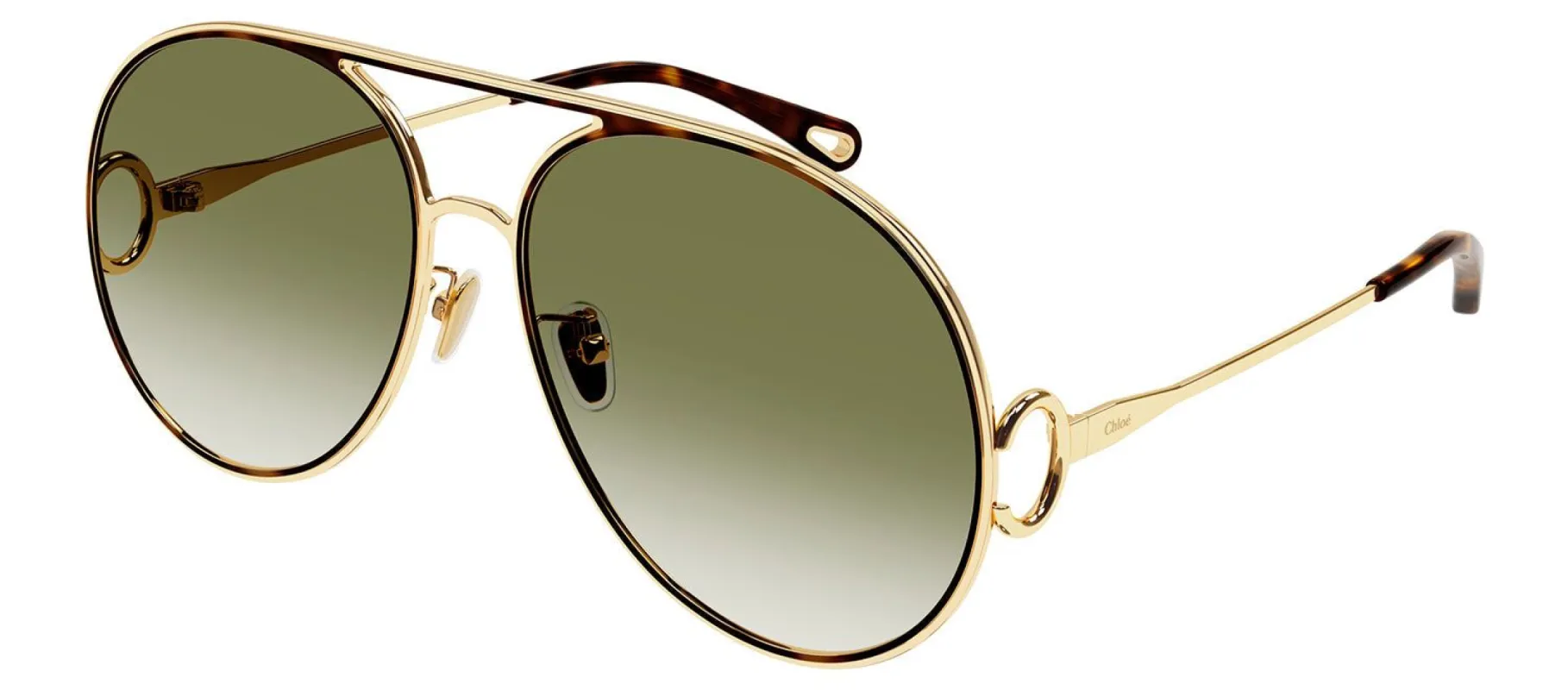 Chloe CH 0145S 002 Aviator Metal Gold Sunglasses with Green Gradient Lens sold by Gaffos