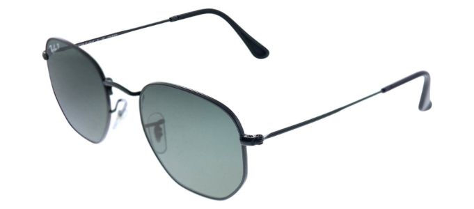 Ray-Ban RB 3548N 002/58 Geometric Metal Black Sunglasses with Green Polarized Lens sold by Gaffos