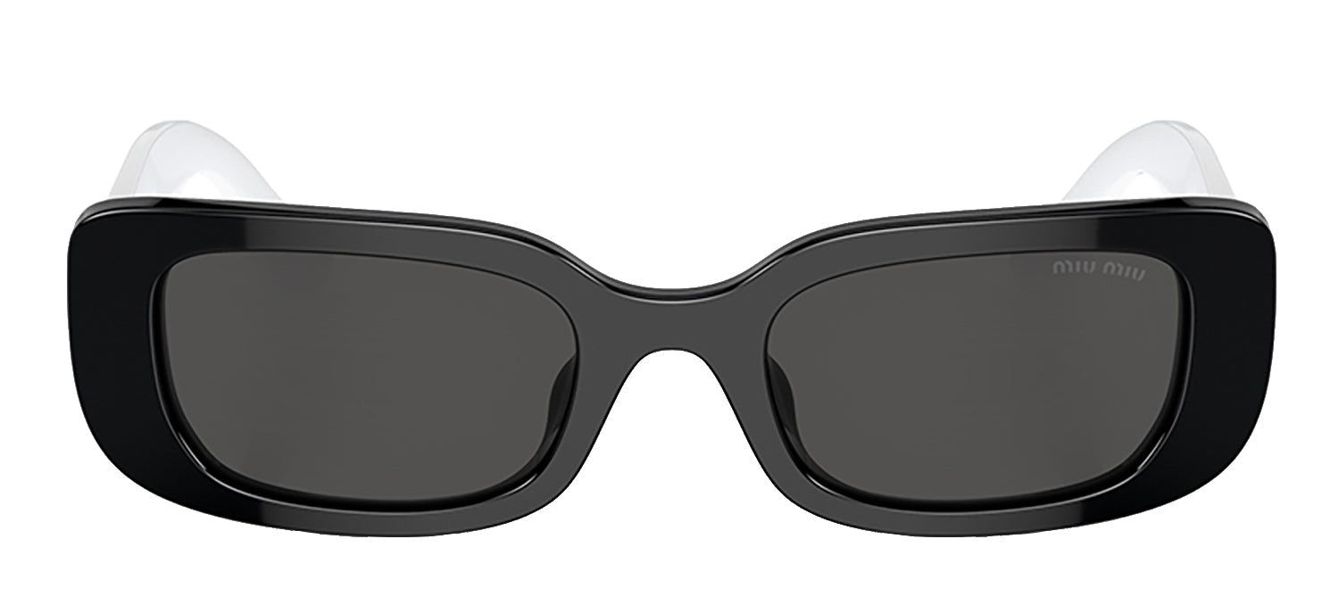Miu Miu MU_08YS 1AB5S0 Rectangle Plastic Black Sunglasses with Dark Gray Lens sold by Gaffos