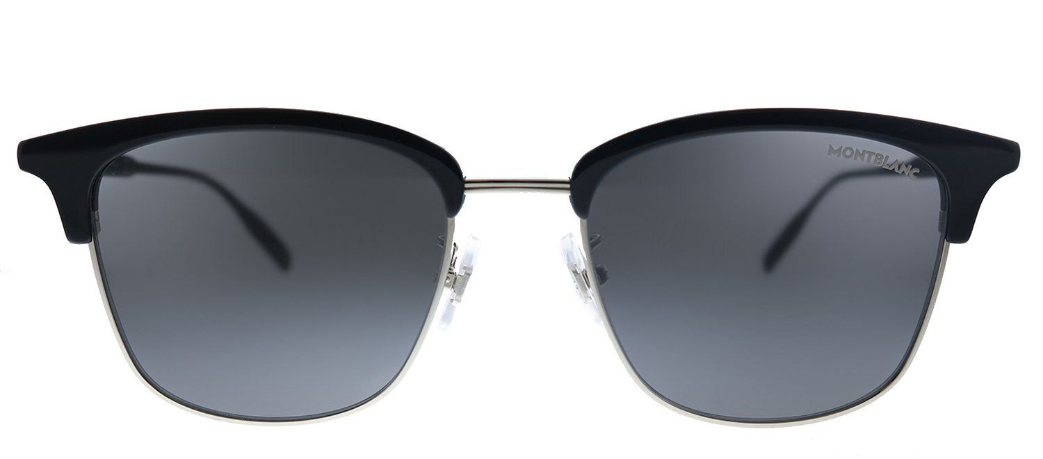 MontBlanc MB 0136SK 002 Clubmaster Metal Black Sunglasses with Grey Lens sold by Gaffos