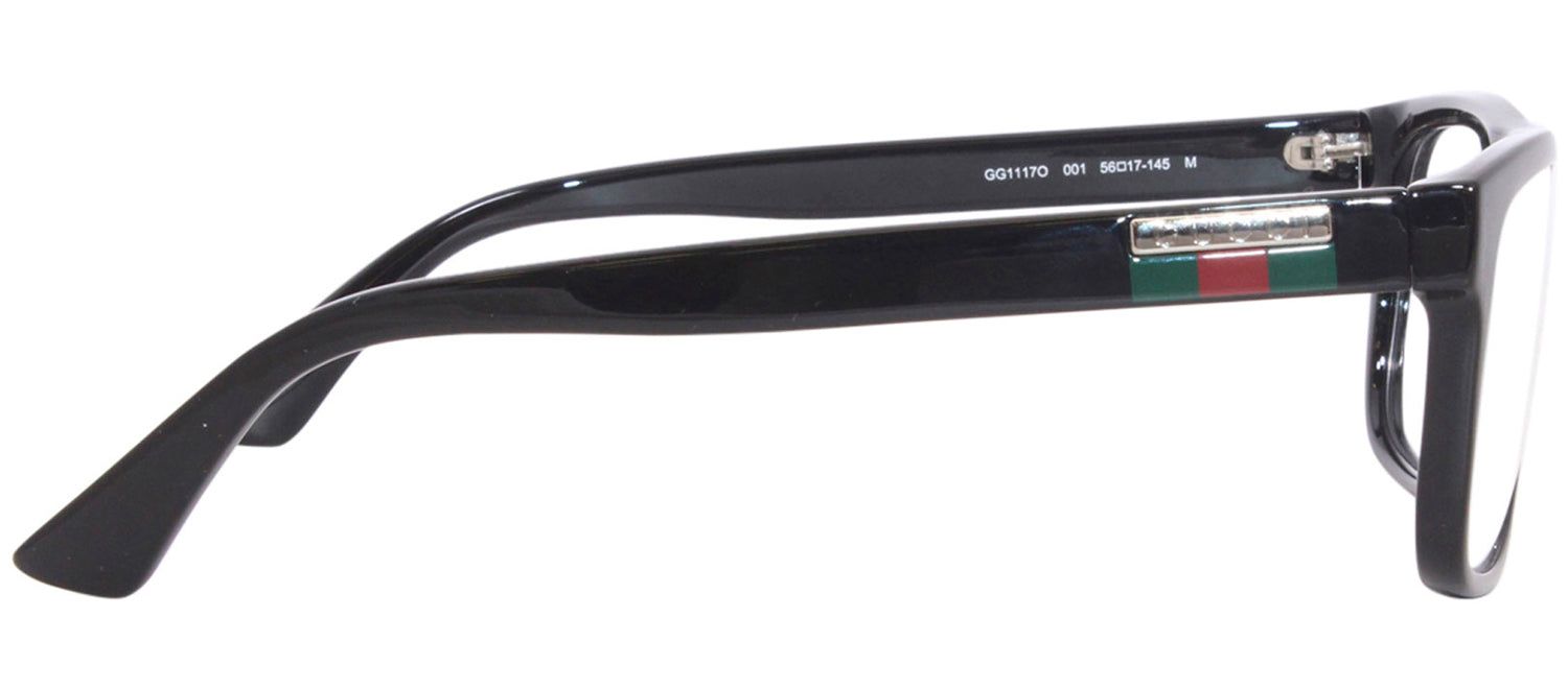 Gucci GG 1117O 001 Rectangle Plastic Black Eyeglasses with Logo Stamped Demo Lenses sold by Gaffos product image thumbnail 3
