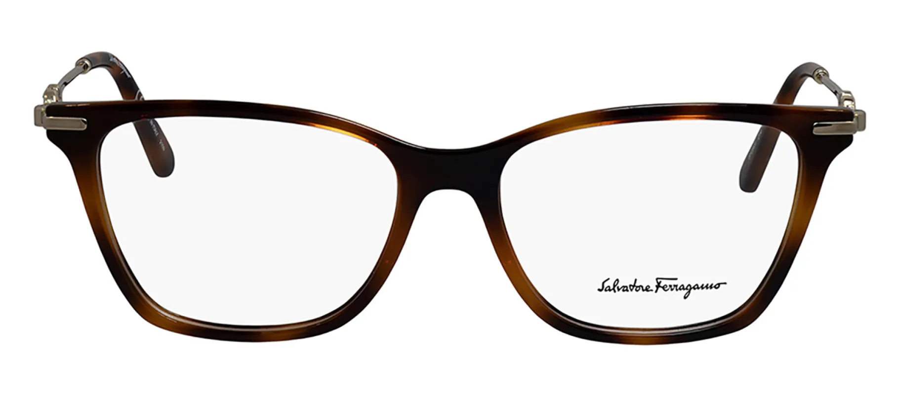 Salvatore Ferragamo SF 2891 214 Square Plastic Tortoise Eyeglasses with Logo Stamped Demo Lenses made by Salvatore Ferragamo