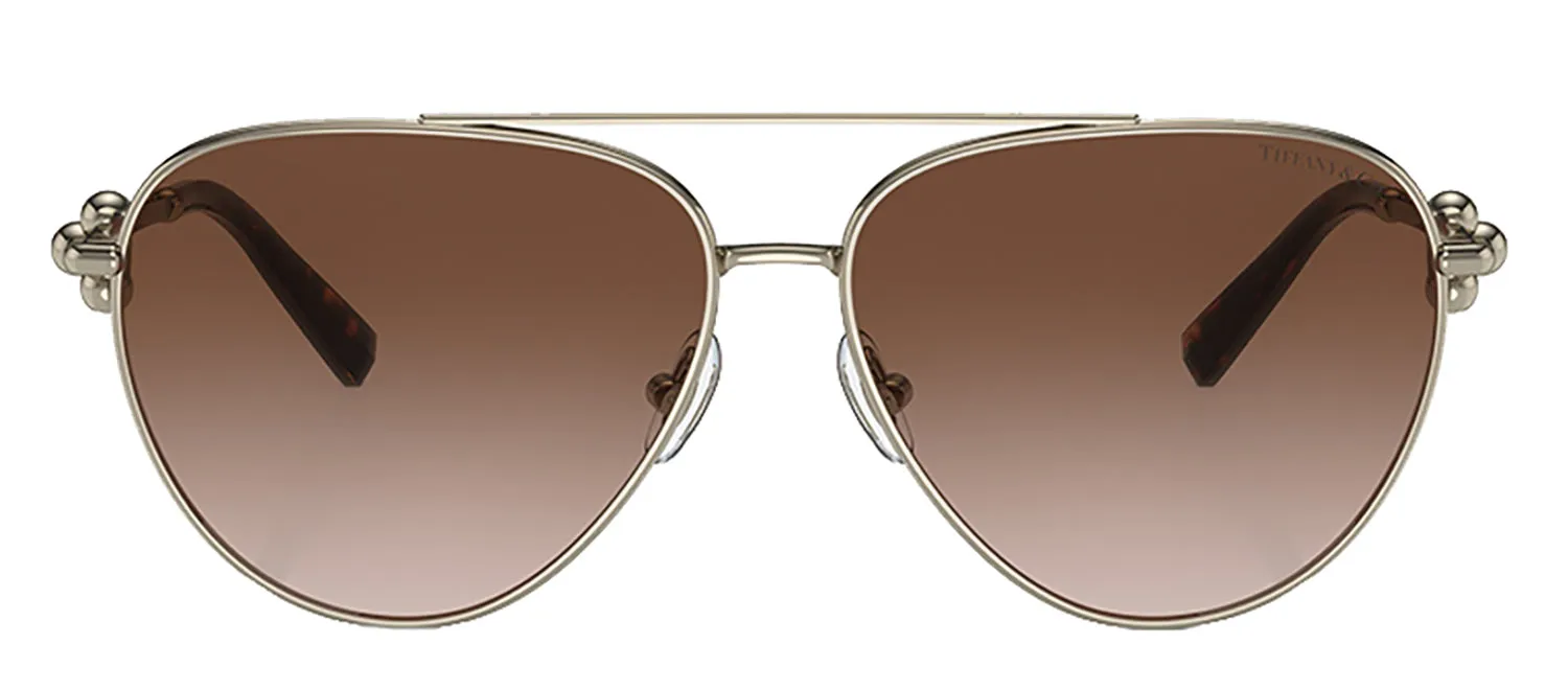 Tiffany & Co. TF 3092 60213B Aviator Metal Gold Sunglasses with Brown Gradient Lens sold by Gaffos