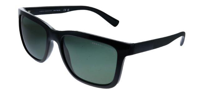 Armani Exchange AX 4045S 817871 Rectangle Plastic Black Sunglasses with Green Lens sold by Gaffos