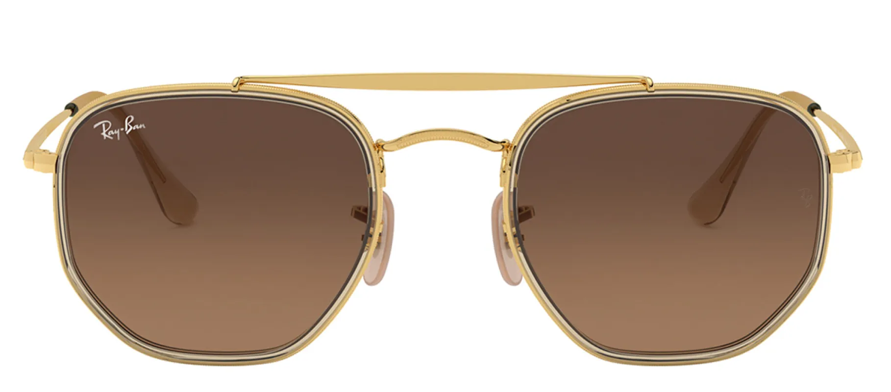 Ray-Ban RB 3648M 912443 Irregular Metal Gold Sunglasses with Brown Gradient Lens sold by Gaffos