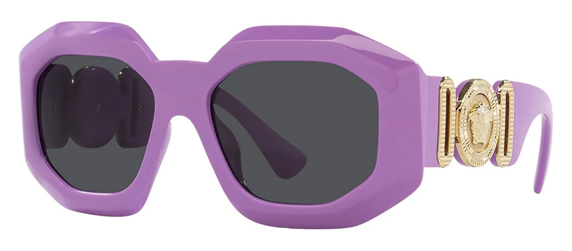 Versace VE 4424U 536687 Irregular Plastic Violet Sunglasses with Dark Grey Solid Color Lens sold by Gaffos