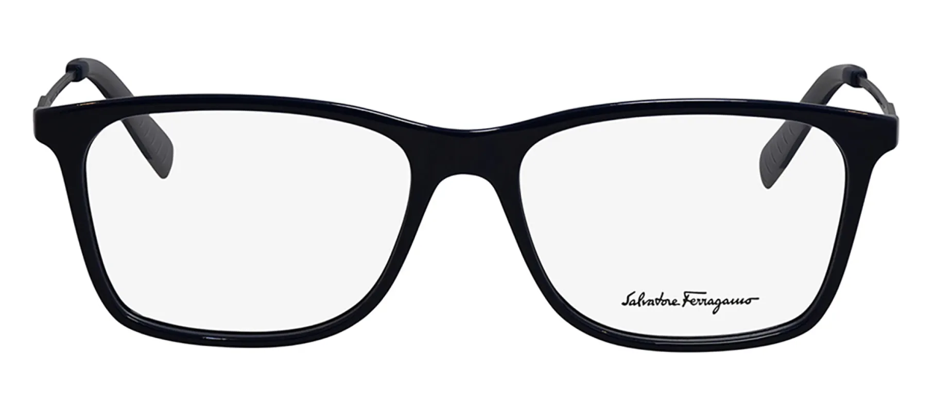 Salvatore Ferragamo SF 2876 439 Square Metal Blue Eyeglasses with Logo Stamped Demo Lenses made by Salvatore Ferragamo