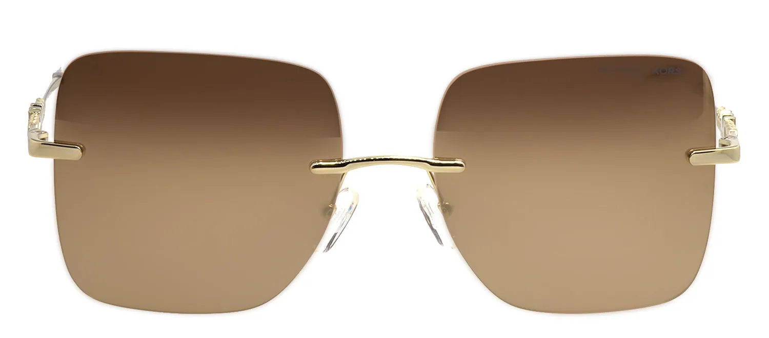 Michael Kors QUEBEC MK 1150 10145A Square Metal Brown Sunglasses with Brown Mirror Lens sold by Gaffos