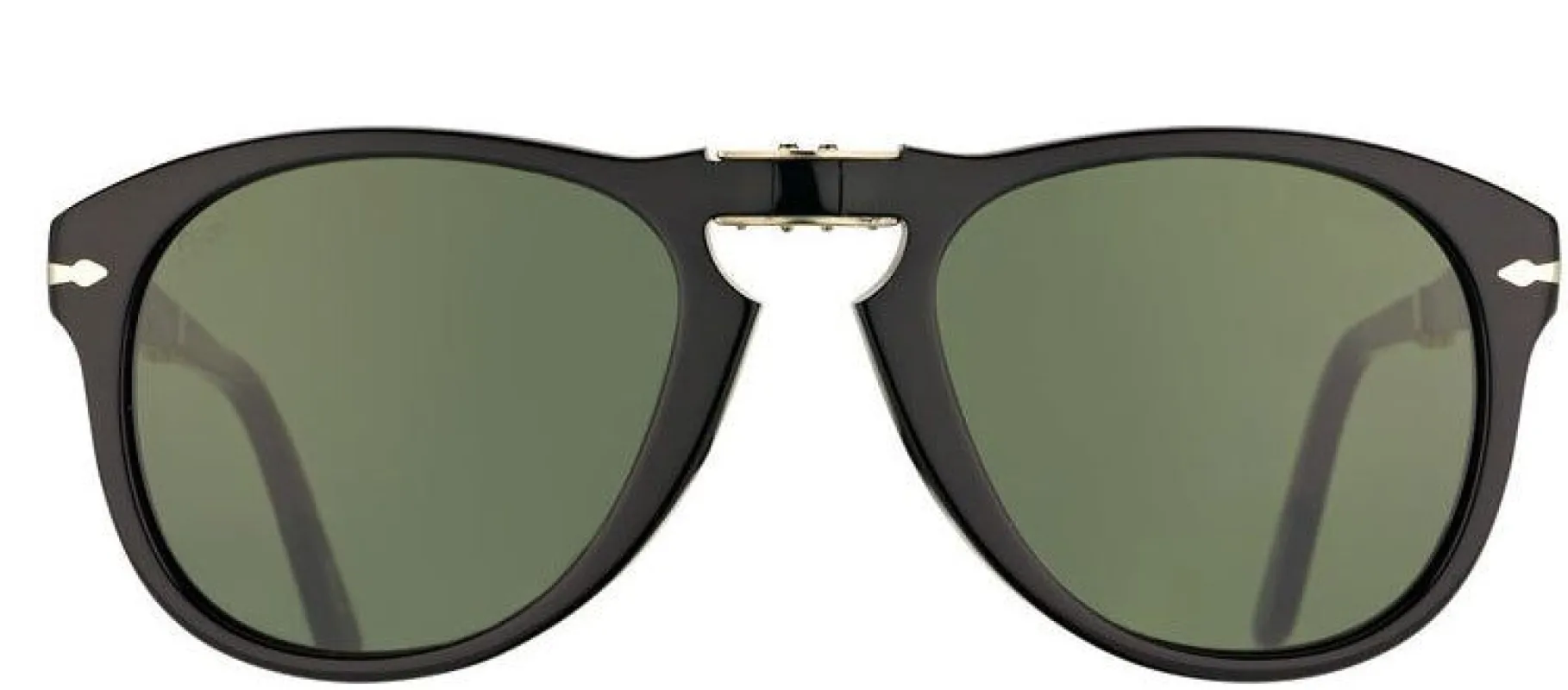 Persol PO 714 95/58 Round Plastic Black Sunglasses with Green Lens sold by Gaffos
