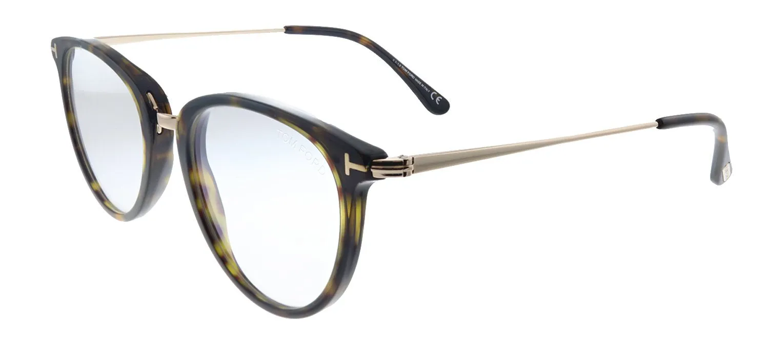 Tom Ford Soft FT 5640-B 052 Round Plastic Shiny Dark Havana And Gold Eyeglasses with Blue Block Lens sold by Gaffos product image thumbnail 2