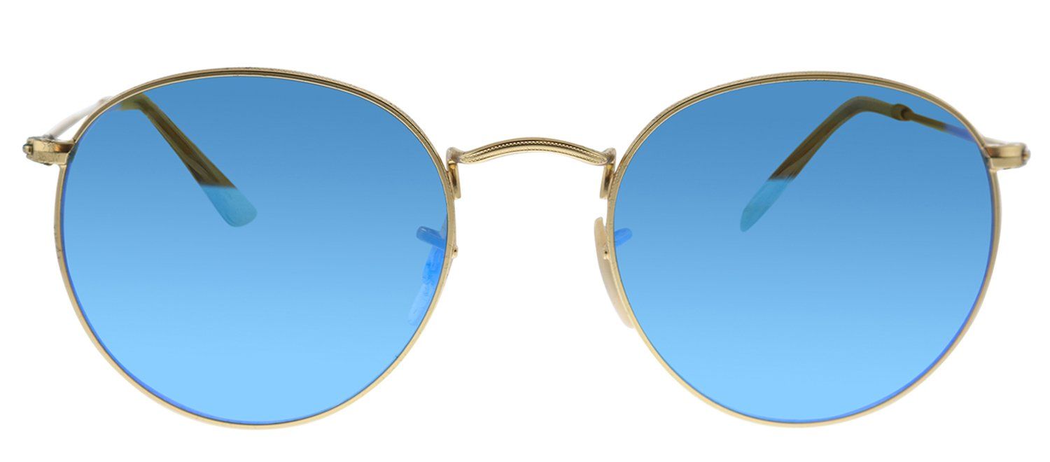 Ray-Ban RB 3447 112/4L Round Metal Gold Sunglasses with Blue Mirror Polarized Lens sold by Gaffos