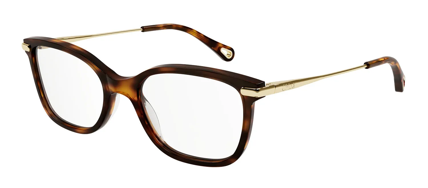 Chloe CH 0059O 009 Cat-Eye Plastic Havana Eyeglasses with Logo Stamped Demo Lenses sold by Gaffos