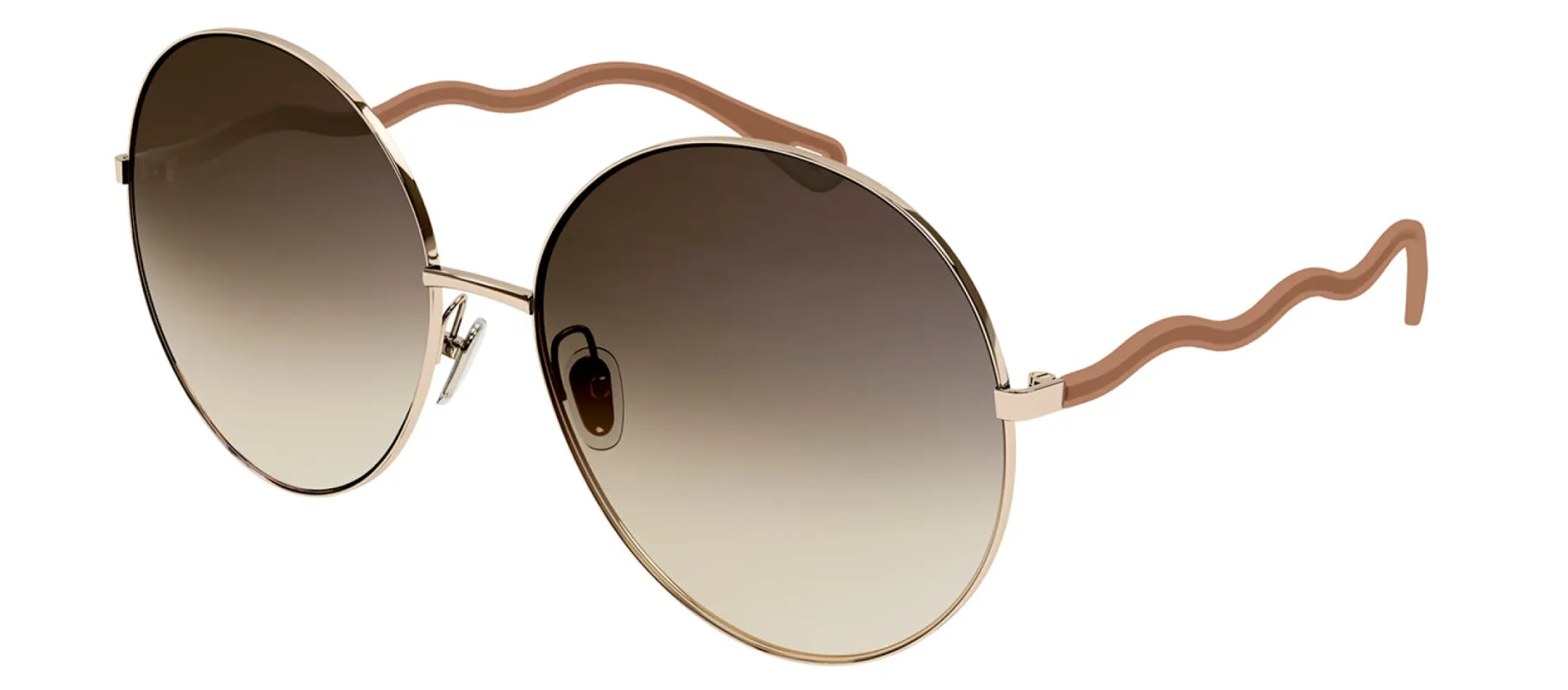 Chloe CH 0055S 002 Round Metal Beige Sunglasses with Brown Gradient Lens sold by Gaffos