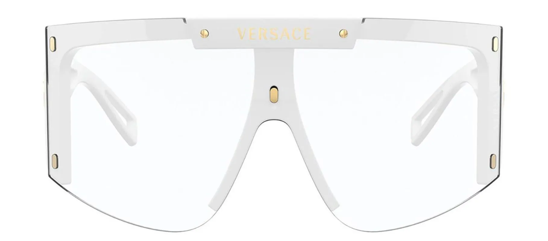 Versace VE 4393 401/1W Shield Plastic White Sunglasses with Green Or Grey Clip On Lens sold by Gaffos