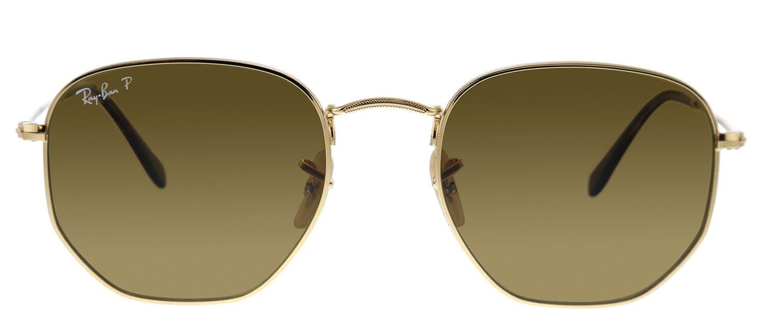 Ray-Ban RB 3548N 001/57 Geometric Metal Gold Sunglasses with Brown Polarized Lens sold by Gaffos
