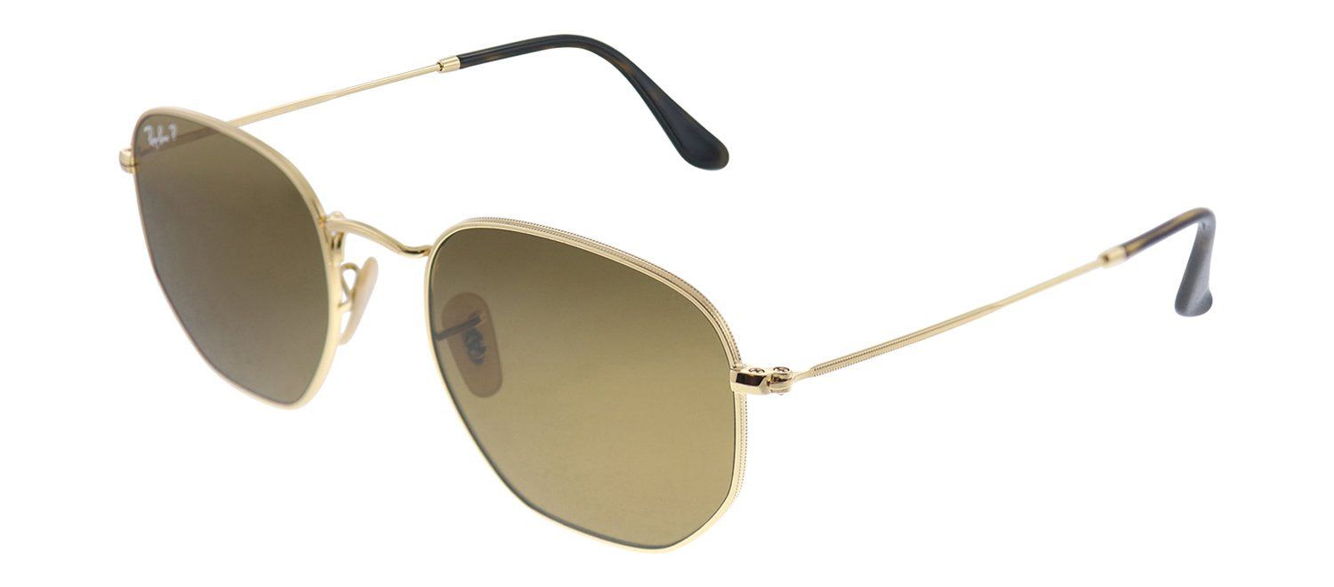 Ray-Ban RB 3548N 001/57 Geometric Metal Gold Sunglasses with Brown Polarized Lens sold by Gaffos product image thumbnail 2