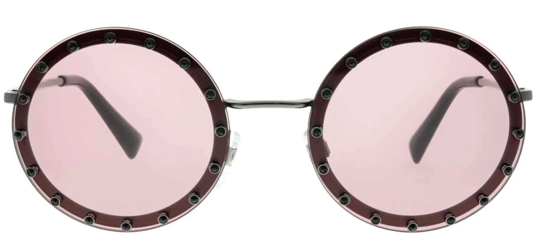 Valentino VA 2010B 301284 Round Metal Burgundy/ Red Sunglasses with Light Violet Lens sold by Gaffos