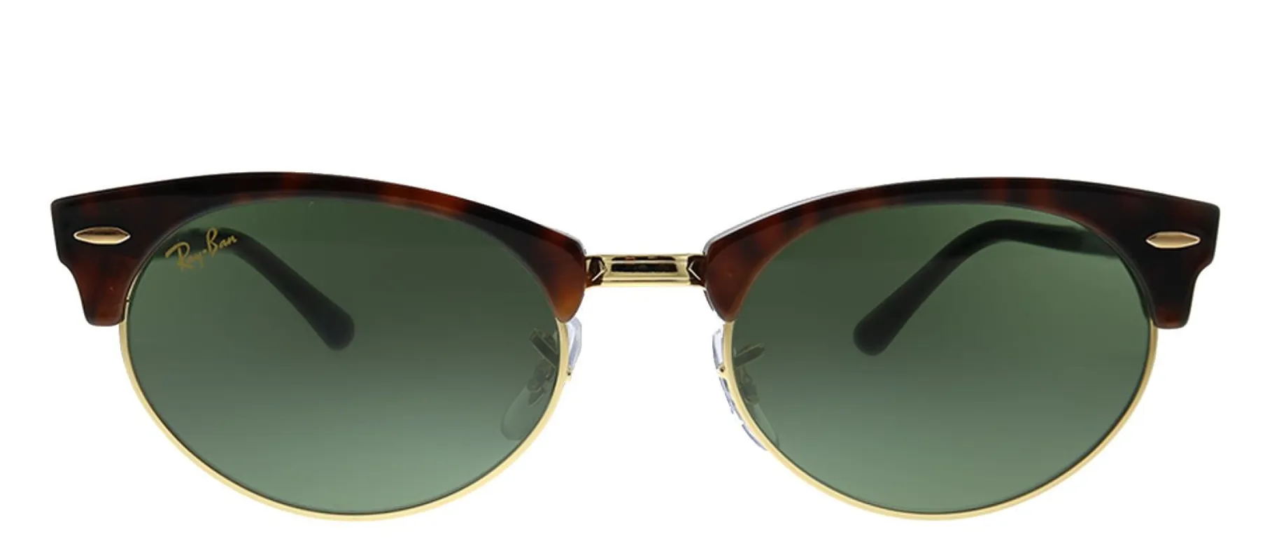 Ray-Ban CLUBMASTER RB 3946 130431 Oval Plastic Tortoise Sunglasses with Green Lens sold by Gaffos
