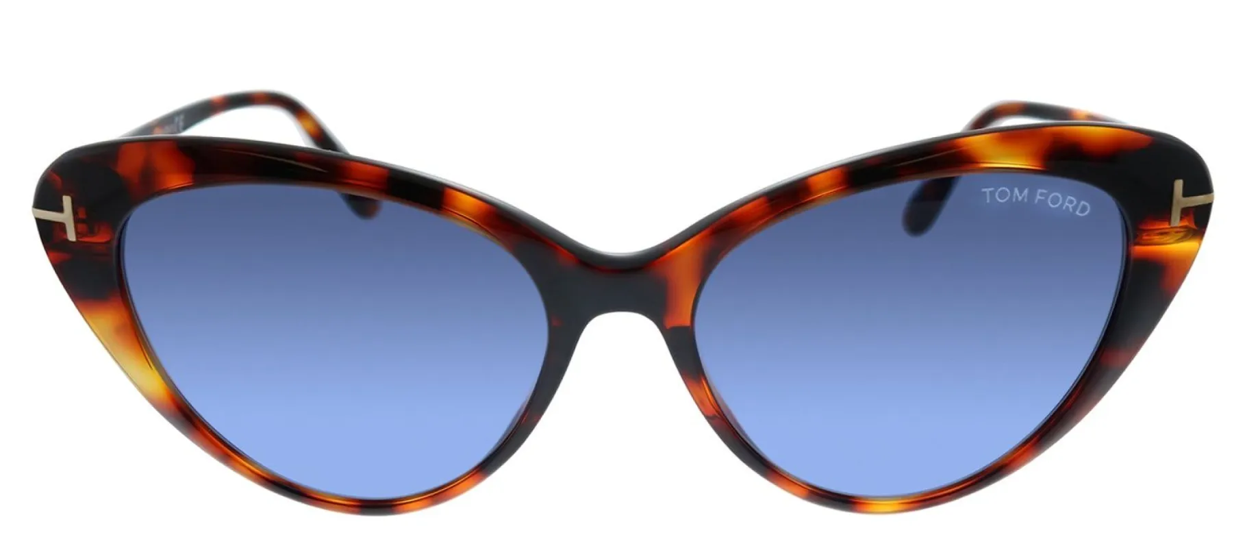 Tom Ford FT 0869 55V Cat-Eye Plastic Havana Sunglasses with Blue Lens sold by Gaffos