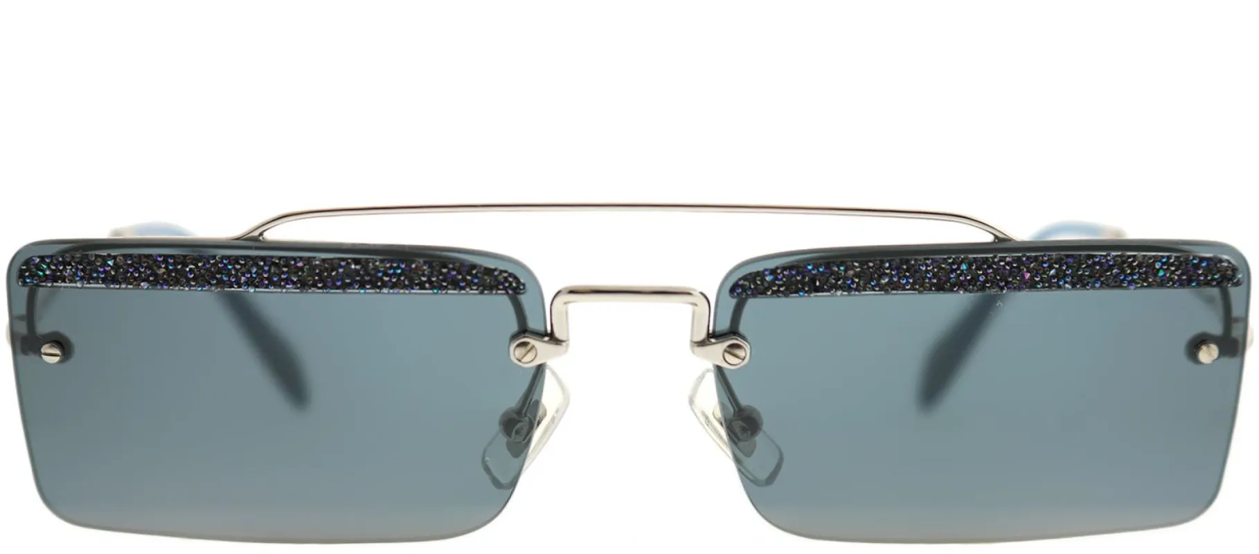 Miu Miu MU 59TS KJT2K1 Rectangle Metal Silver Sunglasses with Grey Lens sold by Gaffos