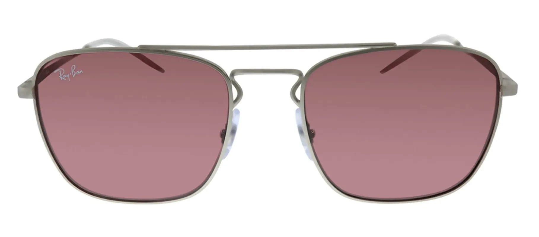 Ray-Ban RB 3588 911675 Square Metal Silver Sunglasses with Purple Anti-Reflective Lens sold by Gaffos