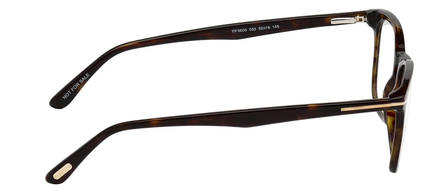 Tom Ford FT 5505 052 Square Plastic Havana Eyeglasses with Logo Stamped Demo Lenses sold by Gaffos product image thumbnail 3