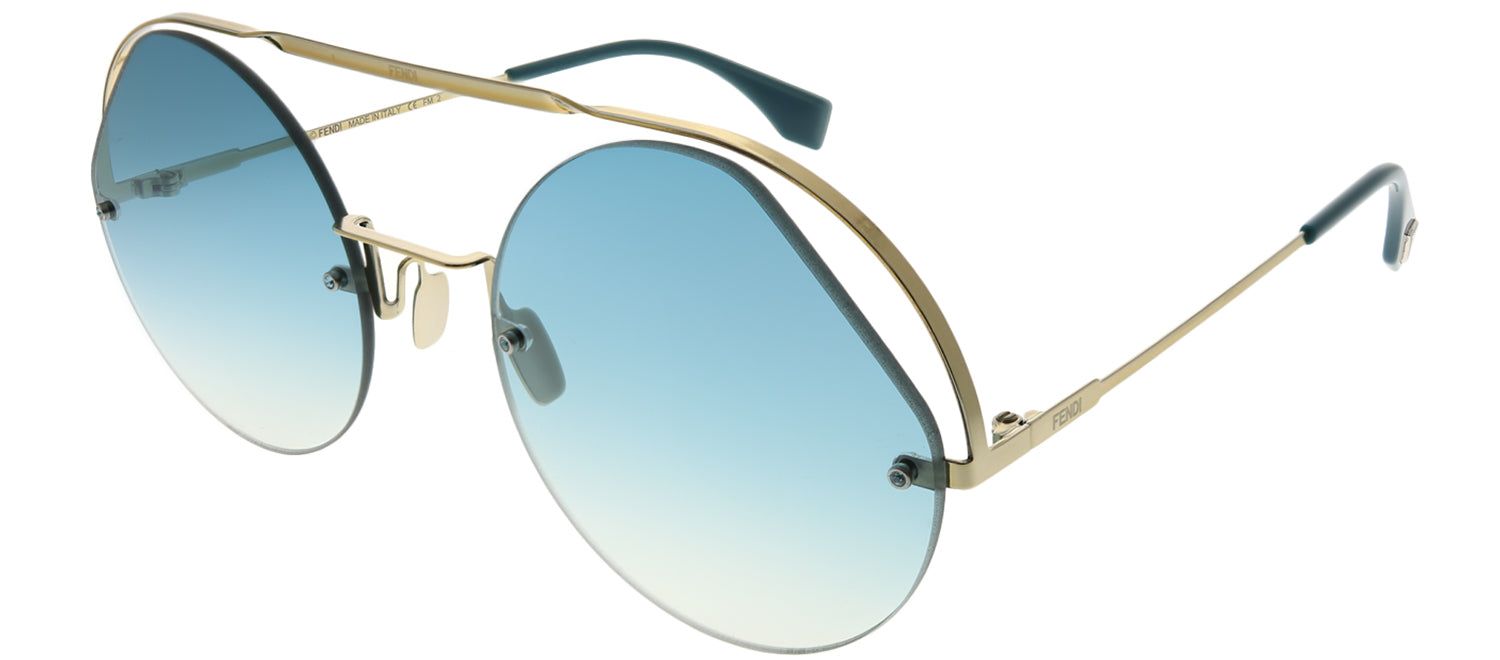 Fendi FF 0325 PJP G5 Round Metal Blue Sunglasses with Blue Flash Mirror Lens sold by Gaffos product image thumbnail 2