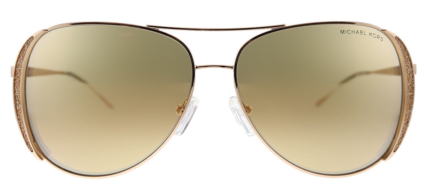 Michael Kors Chelsea Glam MK 1082 1108R1 Aviator Metal Rose Gold Sunglasses with Gold Mirror Lens sold by Gaffos