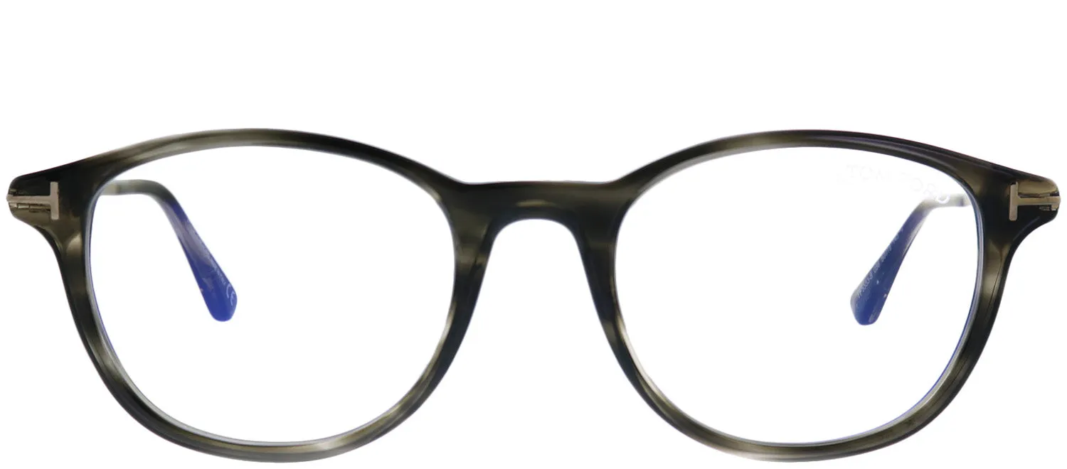 Tom Ford Blue Block FT 5553-B 056 Round Plastic Grey Eyeglasses with Blue Block Lenses sold by Gaffos