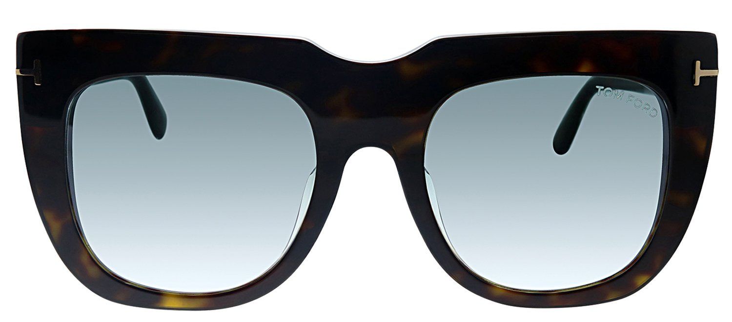 Tom Ford TF 687F 52X Square Plastic Havana Sunglasses with Blue Mirror Lens sold by Gaffos