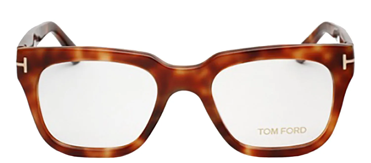 Tom Ford FT 5216 052 Rectangular Plastic Havana Eyeglasses with Clear Demo Lenses sold by Gaffos