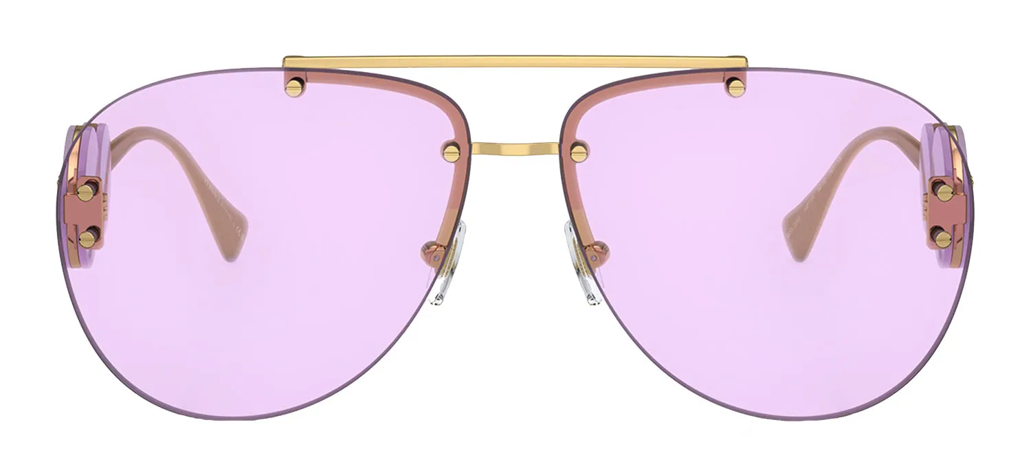 Versace VE 2250 14871A Aviator Metal Gold Sunglasses with Purple Lens sold by Gaffos