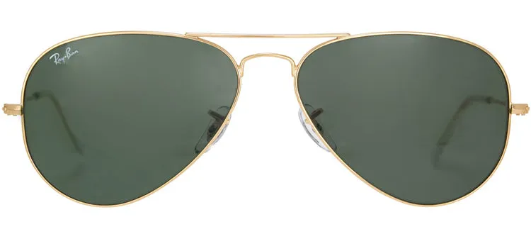 Ray-Ban RB 3025 001 Aviator Metal Gold Sunglasses with Green Lens sold by Gaffos