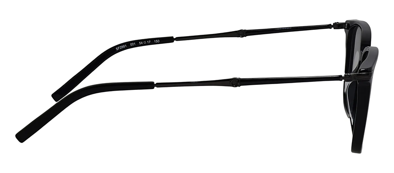 Salvatore Ferragamo SF 2861 001 Rectangle Metal Black Eyeglasses with Logo Stamped Demo Lenses sold by Gaffos product image thumbnail 3